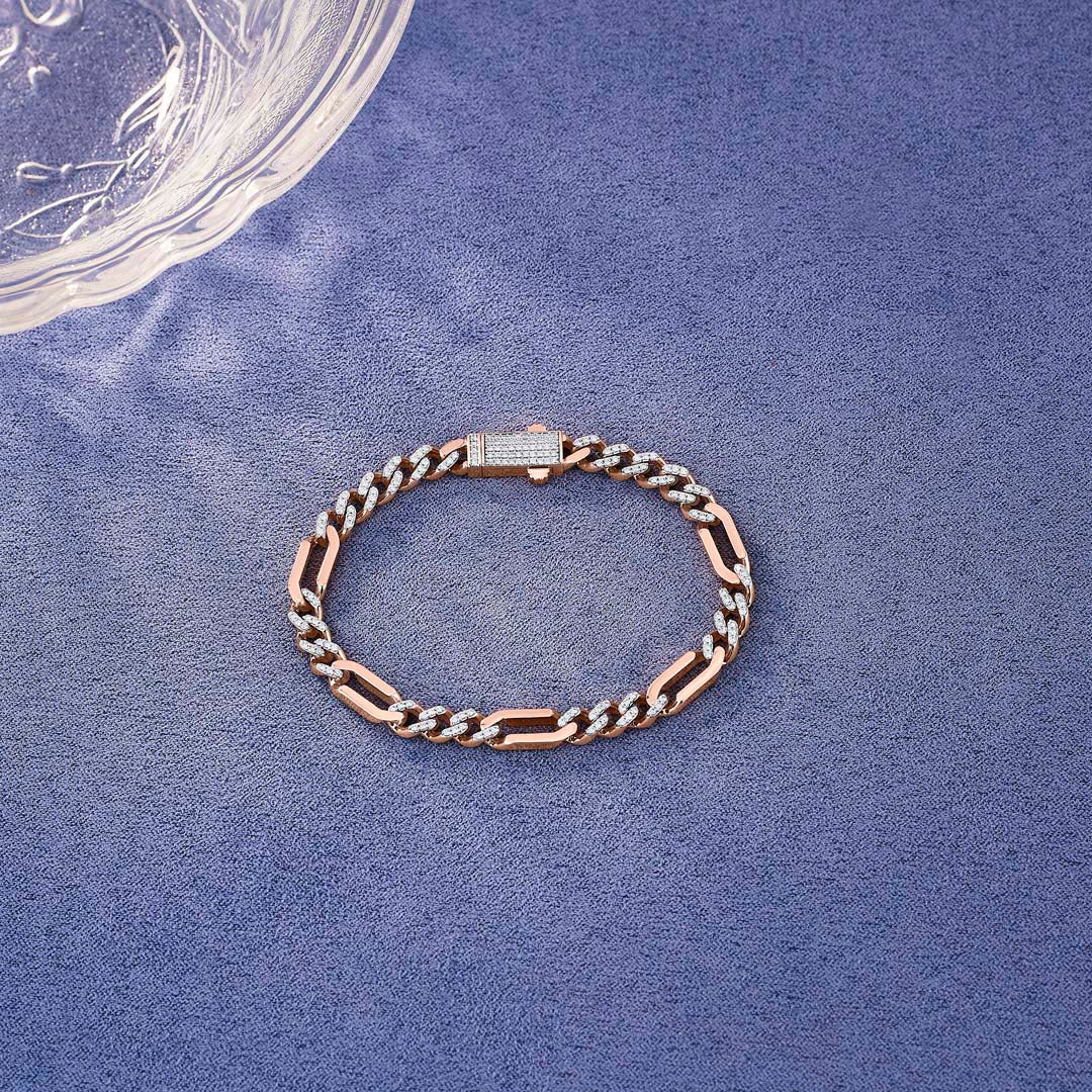 Regal Edge Diamond & Gold Men's Bracelet for Men