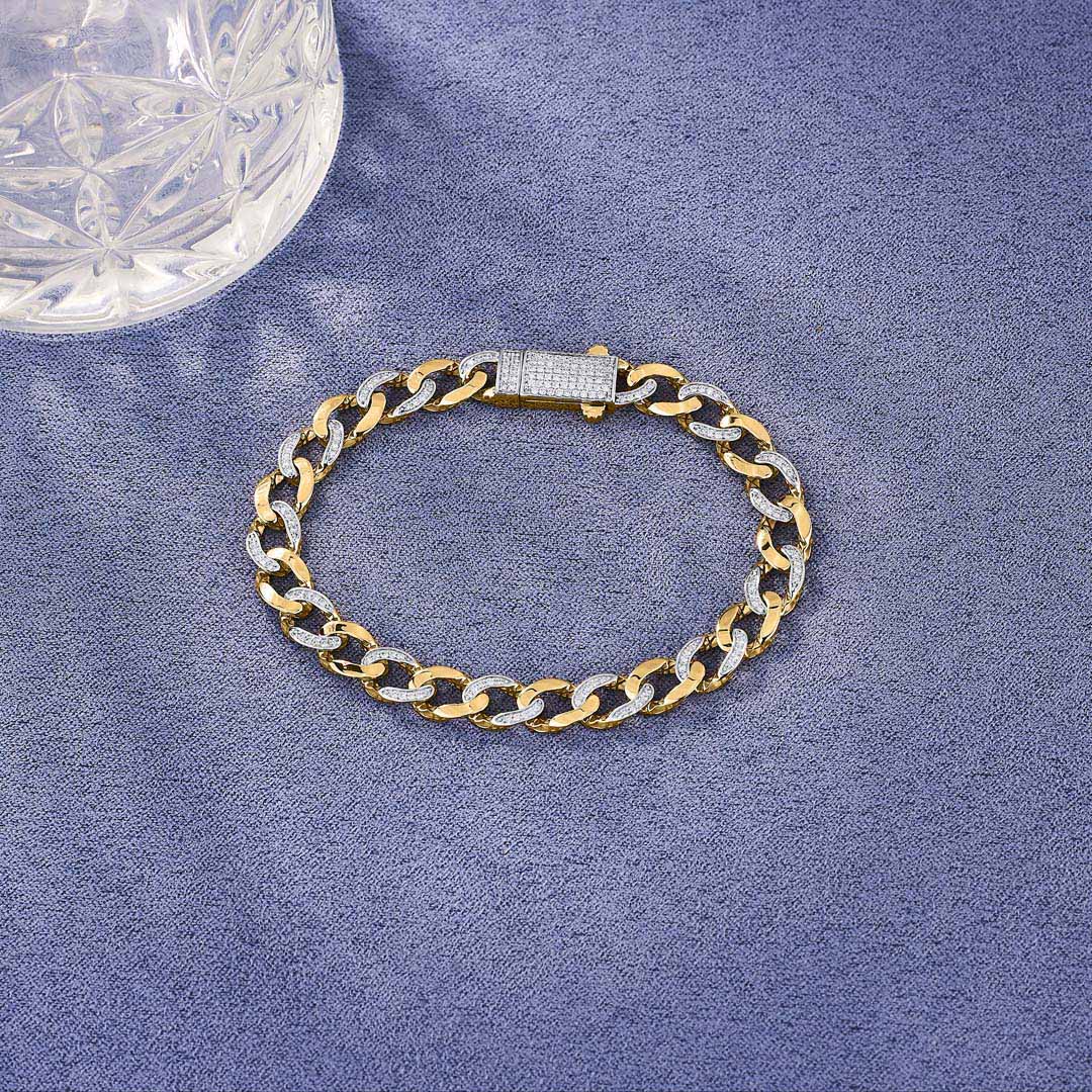 Gleam Links Diamond & Gold Men's Bracelet for Men