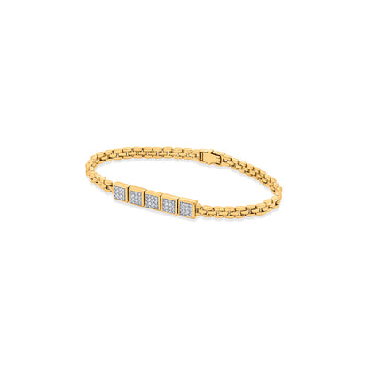 Square Link Diamond & Gold Men's Bracelet for Men