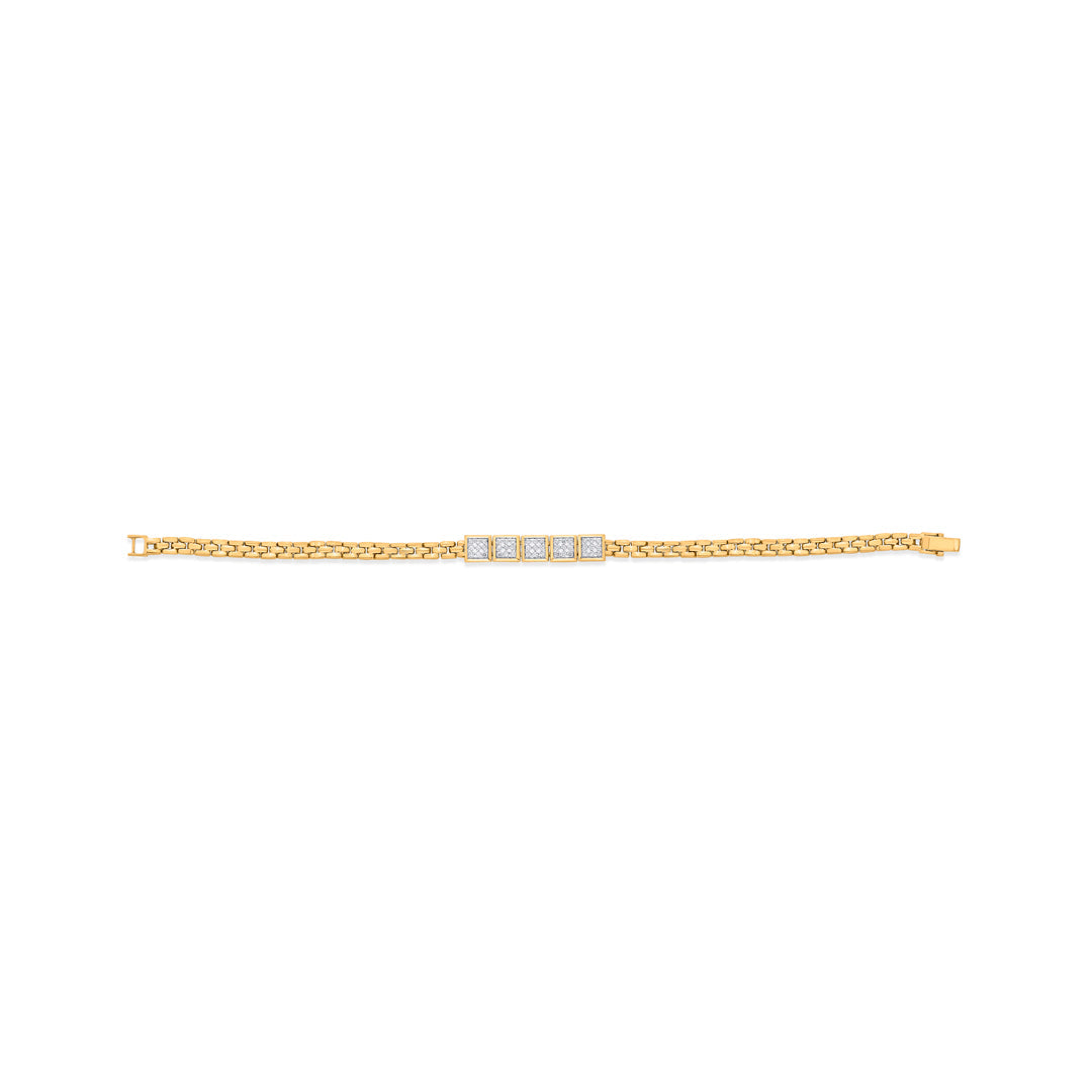 Square Link Diamond & Gold Men's Bracelet for Men