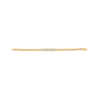 Square Link Diamond & Gold Men's Bracelet for Men