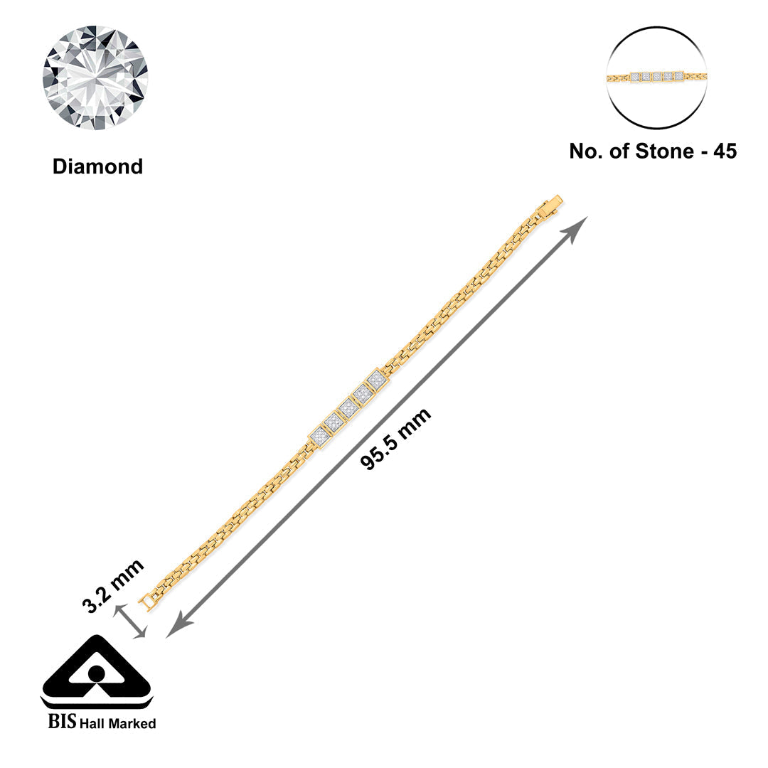 Square Link Diamond & Gold Men's Bracelet for Men