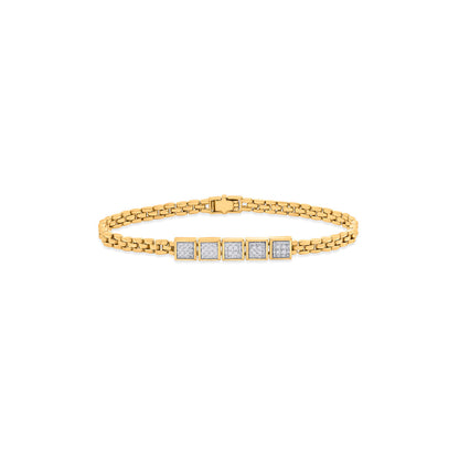 Square Link Diamond & Gold Men's Bracelet for Men