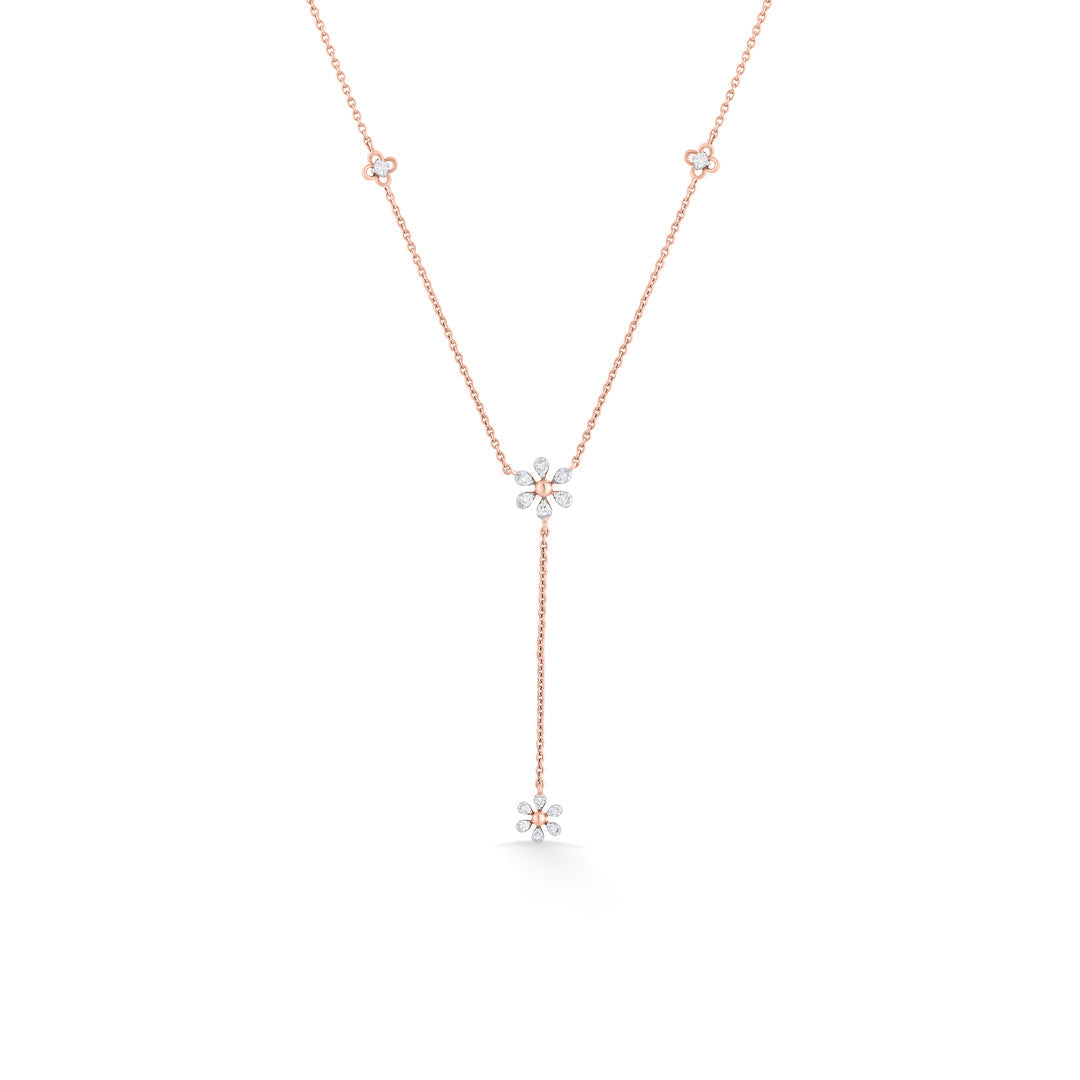 Bloom Cascade Diamond & Gold Lariat Necklace for Women