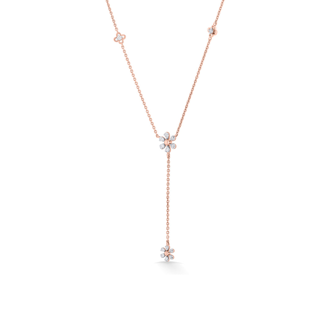 Bloom Cascade Diamond & Gold Lariat Necklace for Women