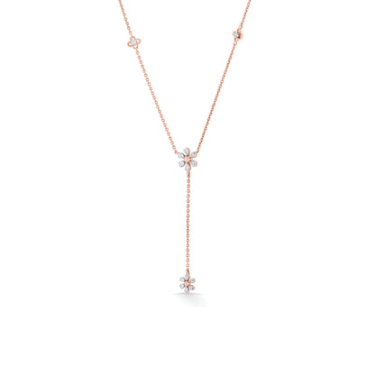 Bloom Cascade Diamond & Gold Lariat Necklace for Women