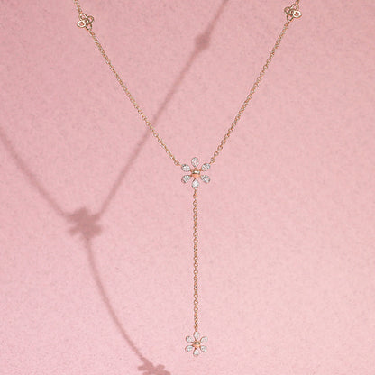 Bloom Cascade Diamond & Gold Lariat Necklace for Women