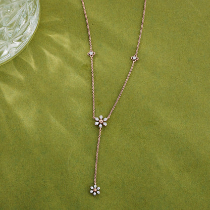 Bloom Cascade Diamond & Gold Lariat Necklace for Women