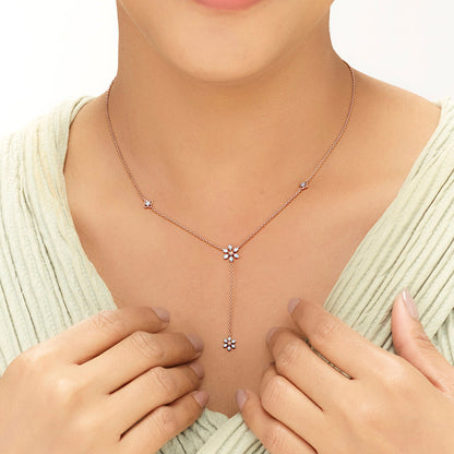 Bloom Cascade Diamond & Gold Lariat Necklace for Women