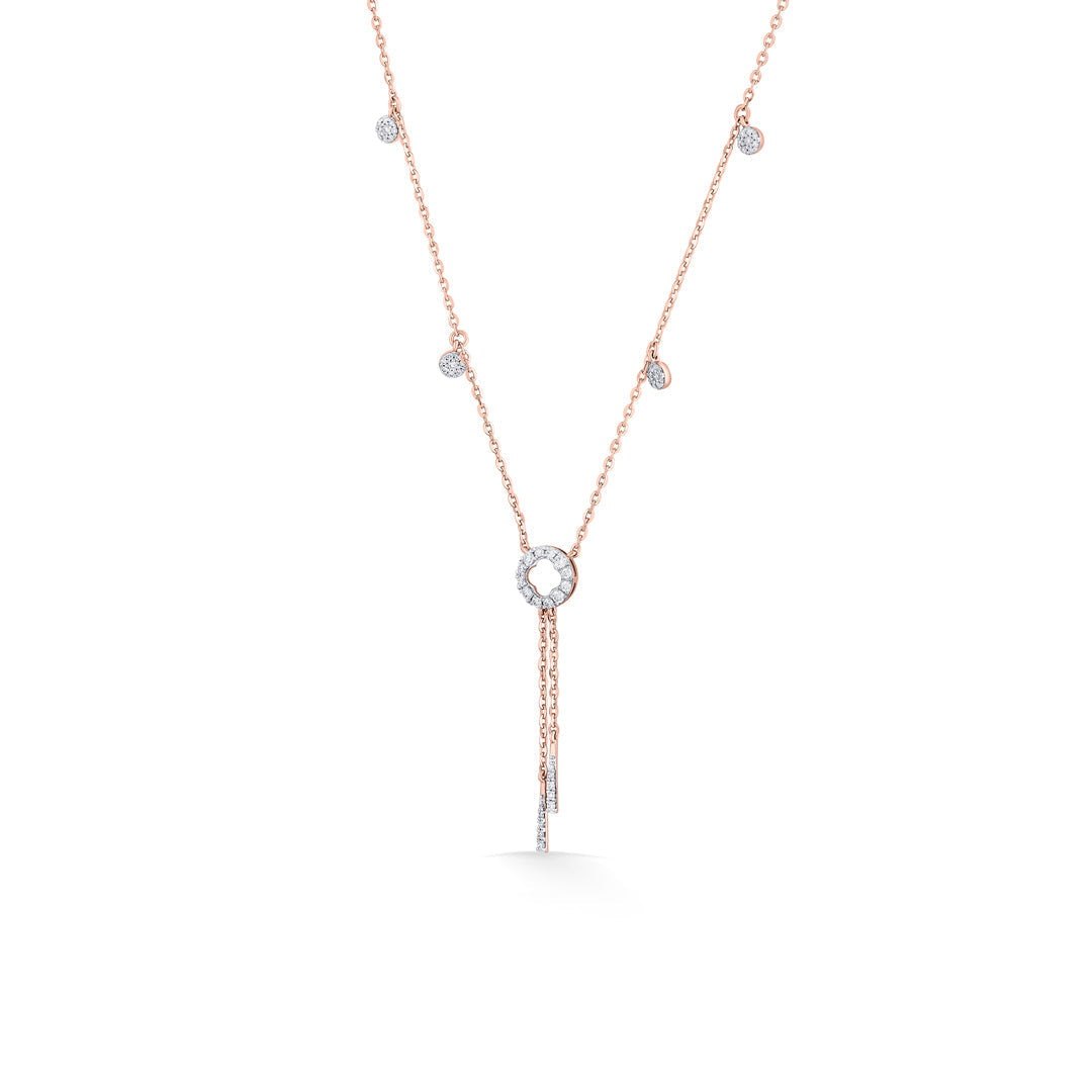 Halo Cascade Diamond & Gold Lariat Necklace for Women