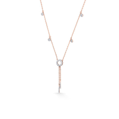 Halo Cascade Diamond & Gold Lariat Necklace for Women
