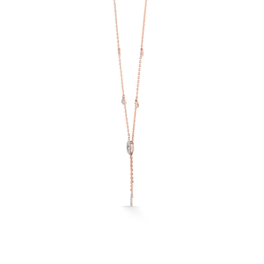 Halo Cascade Diamond & Gold Lariat Necklace for Women