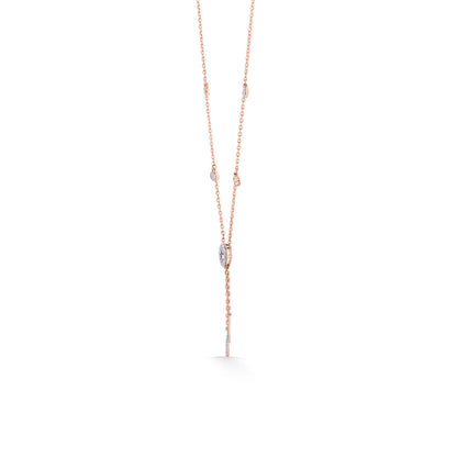 Halo Cascade Diamond & Gold Lariat Necklace for Women