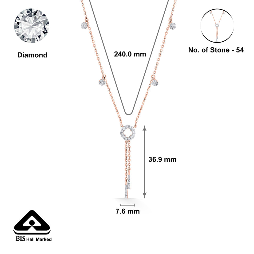Halo Cascade Diamond & Gold Lariat Necklace for Women