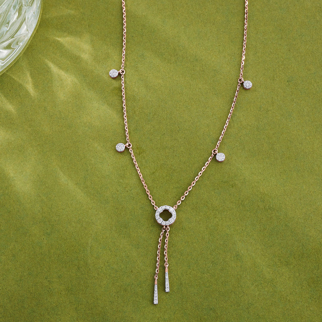 Halo Cascade Diamond & Gold Lariat Necklace for Women