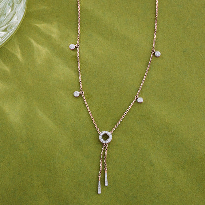 Halo Cascade Diamond & Gold Lariat Necklace for Women