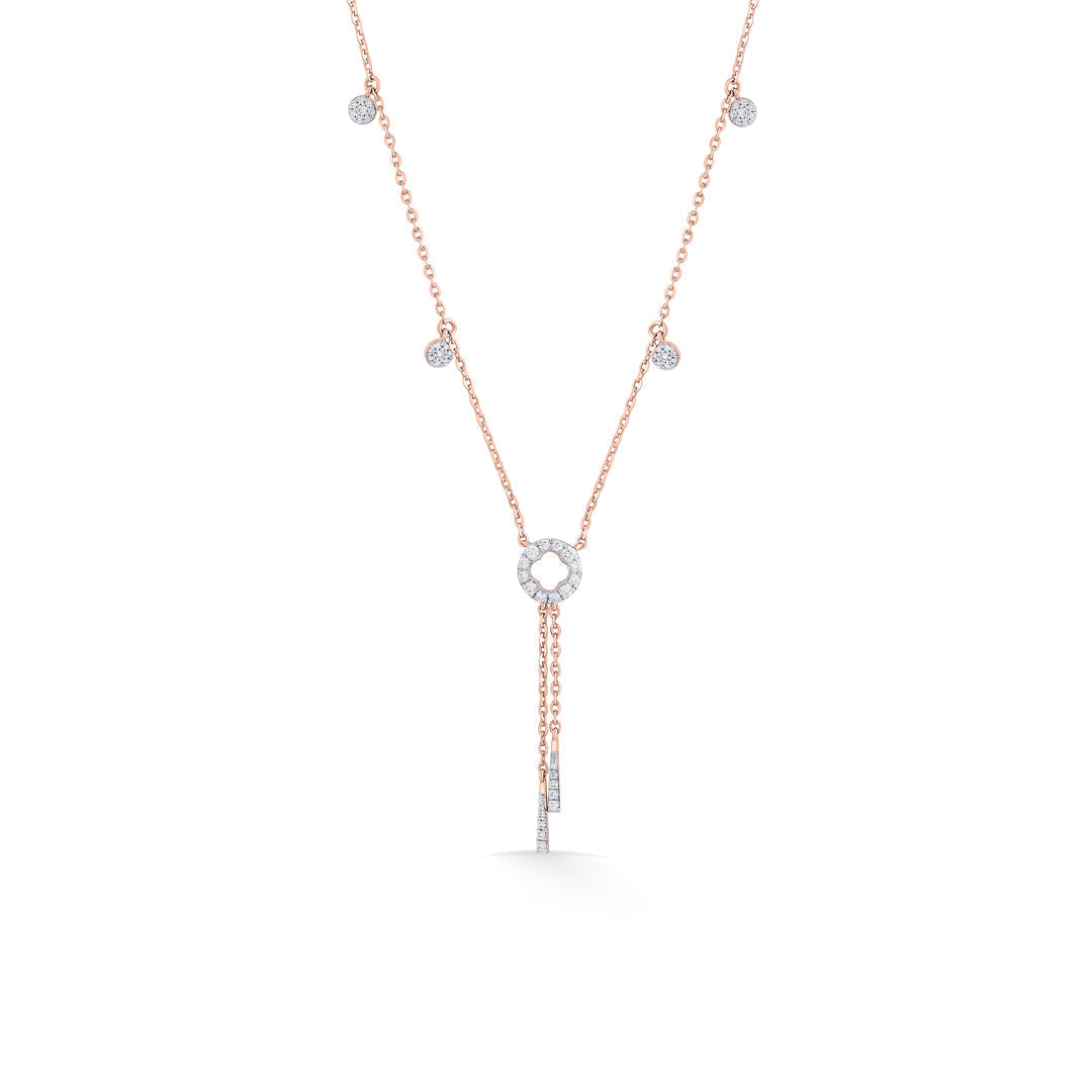 Halo Cascade Diamond & Gold Lariat Necklace for Women