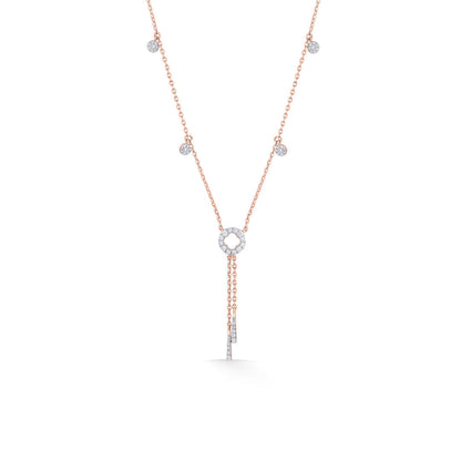 Halo Cascade Diamond & Gold Lariat Necklace for Women
