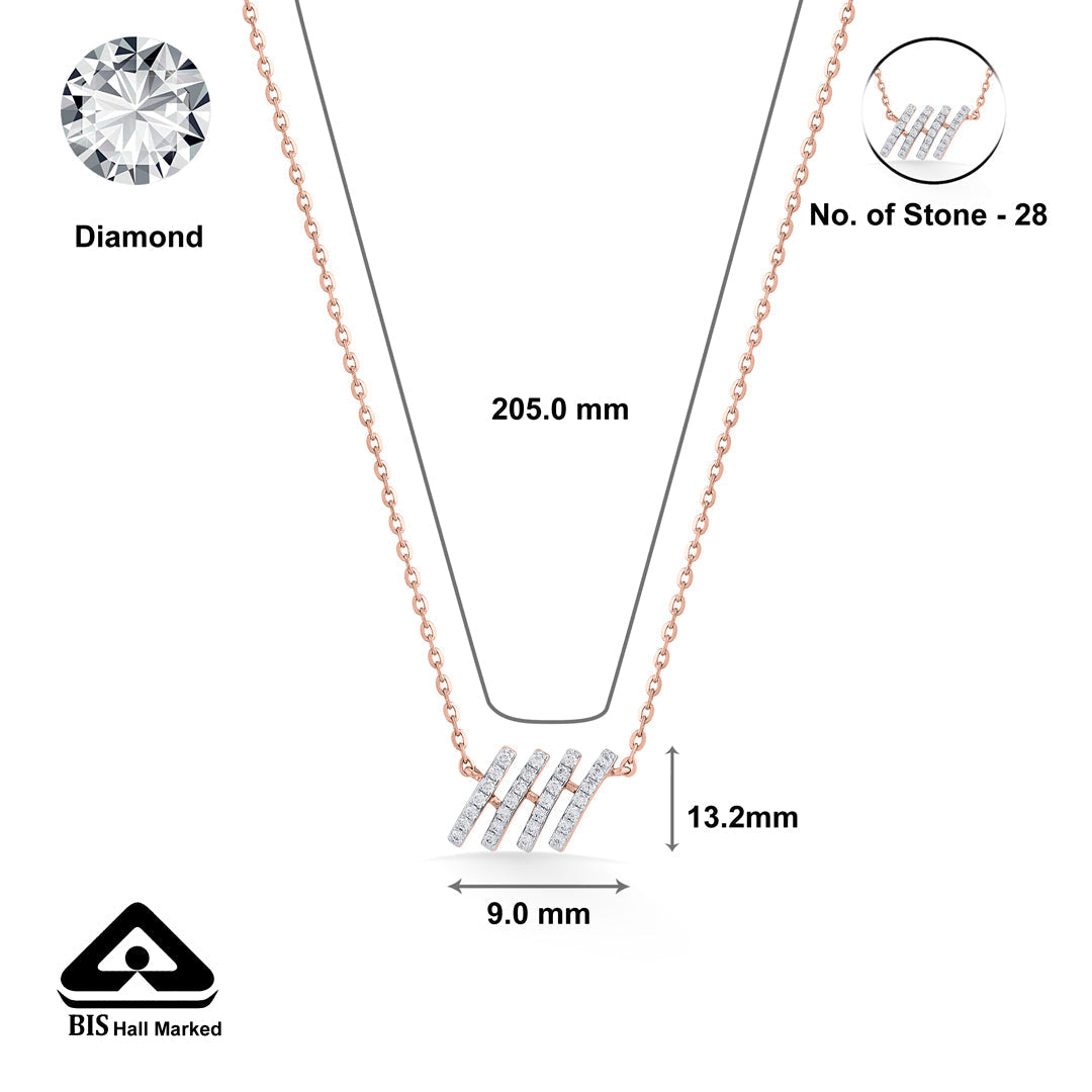 Linear Bar Diamond & Gold Modern Necklace for Women