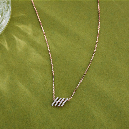 Linear Bar Diamond & Gold Modern Necklace for Women