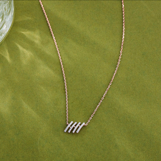 Linear Bar Diamond & Gold Modern Necklace for Women