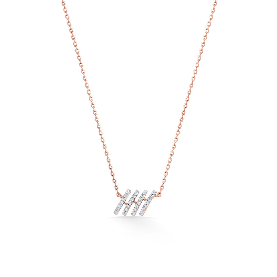 Linear Bar Diamond & Gold Modern Necklace for Women