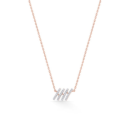 Linear Bar Diamond & Gold Modern Necklace for Women