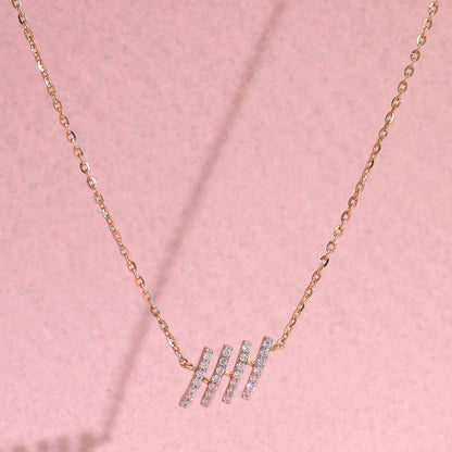 Linear Bar Diamond & Gold Modern Necklace for Women