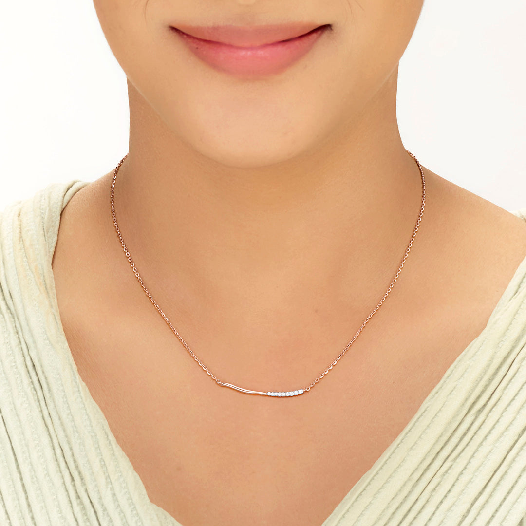 Soft Ray Diamond & Gold Modern Necklace for Women