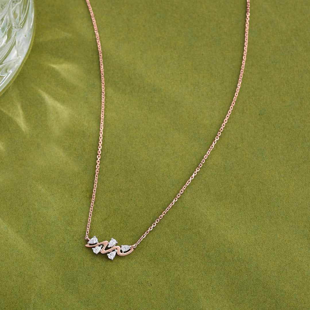 Luminous Line Diamond & Gold Modern Necklace for Women