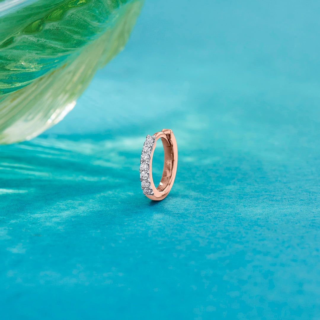 Shine Bar Diamond & Gold Nose Ring for Women