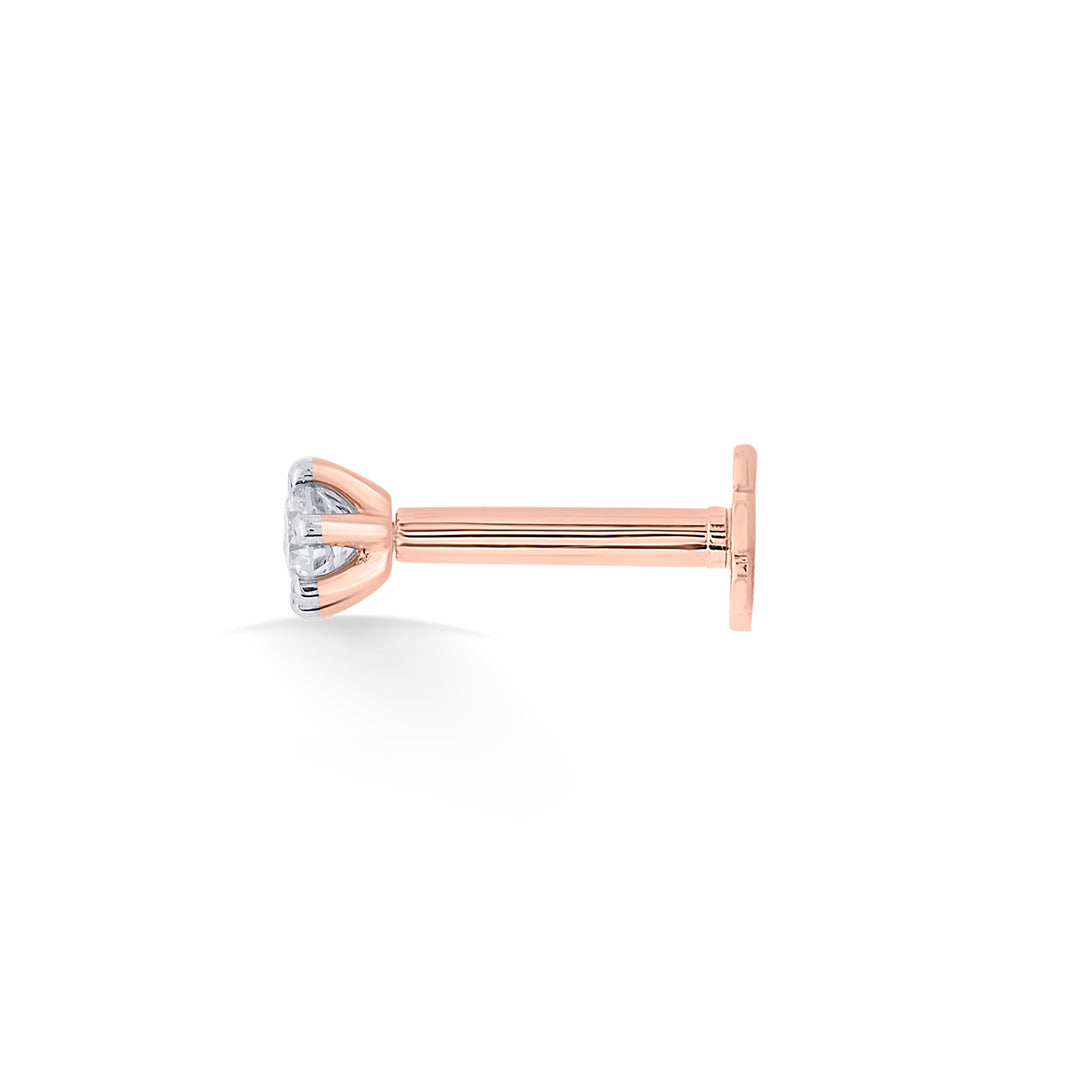Snow Spark Diamond & Gold Nosepin Screw for Women
