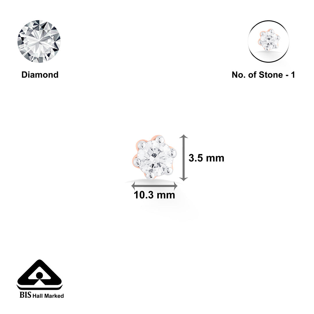 Daisy Bloom Diamond & Gold Nosepin Screw for Women