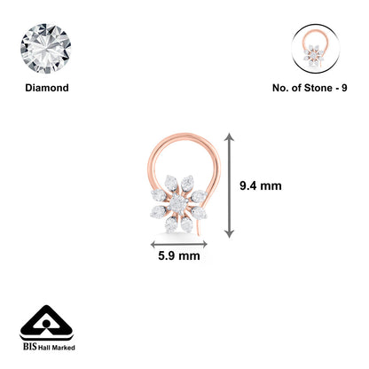 Lily Gleam Diamond & Gold Nosepin for Women