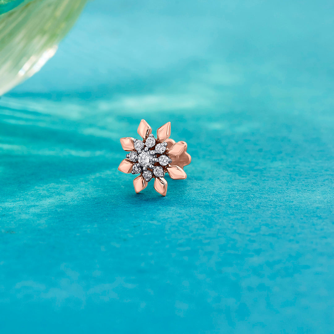 Star Spark Diamond & Gold Nosepin Screw for Women