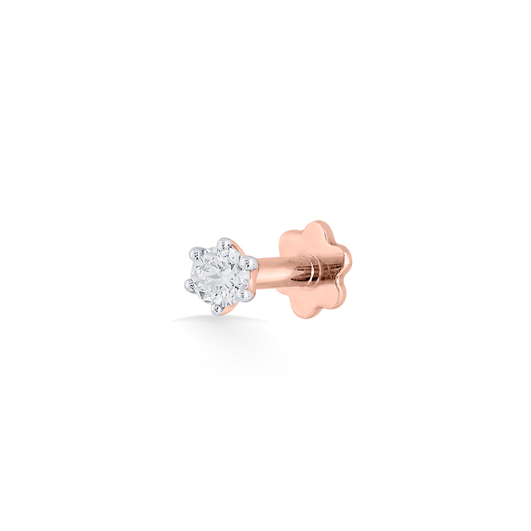 Petunia Frost Diamond & Gold Nosepin Screw for Women