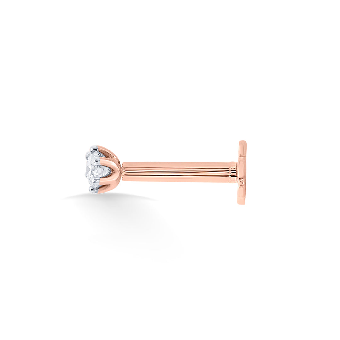 Petunia Frost Diamond & Gold Nosepin Screw for Women