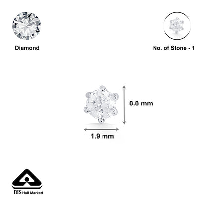 Petunia Frost Diamond & Gold Nosepin Screw for Women