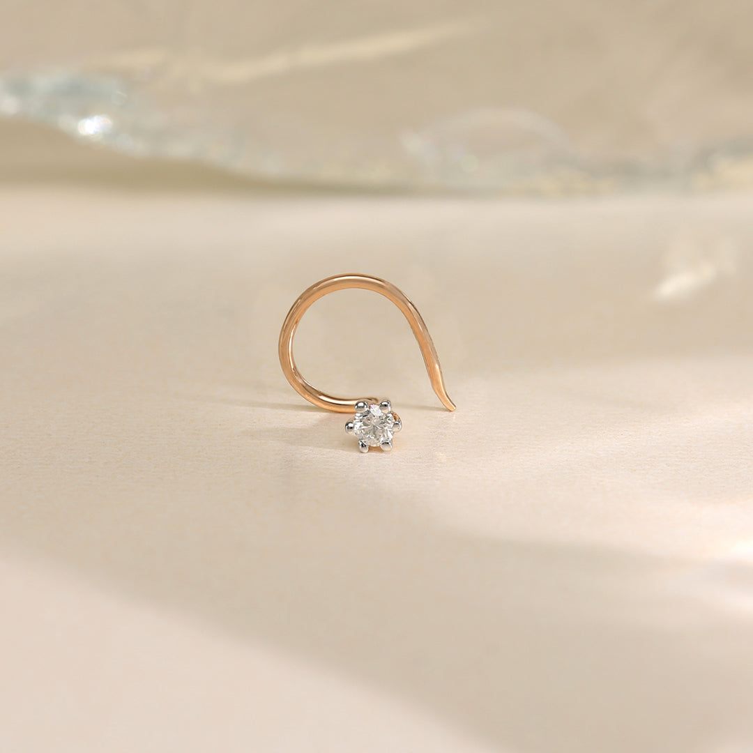 Prism Spark Diamond & Gold Nosepin for Women