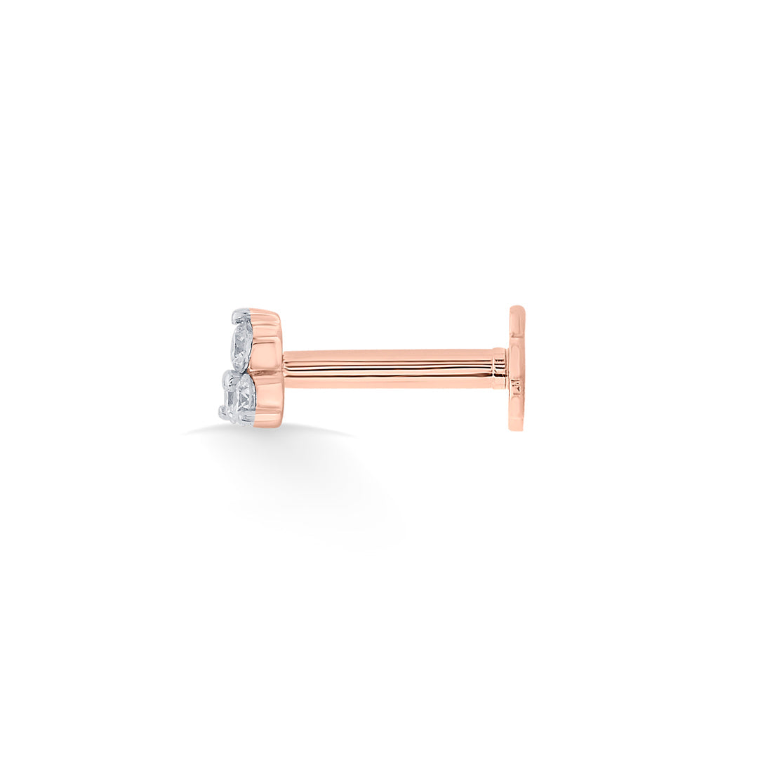 Triple Gleam Diamond & Gold Nosepin Screw for Women