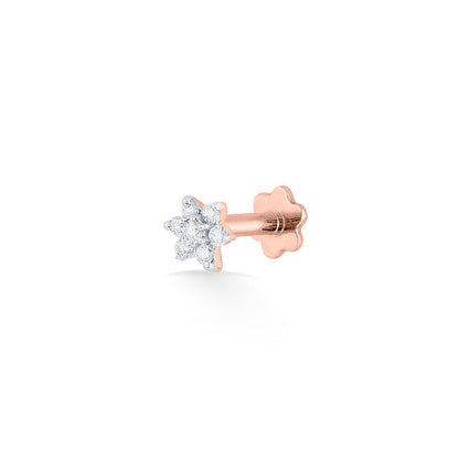 Crystal Bloom Diamond & Gold Nosepin Screw for Women