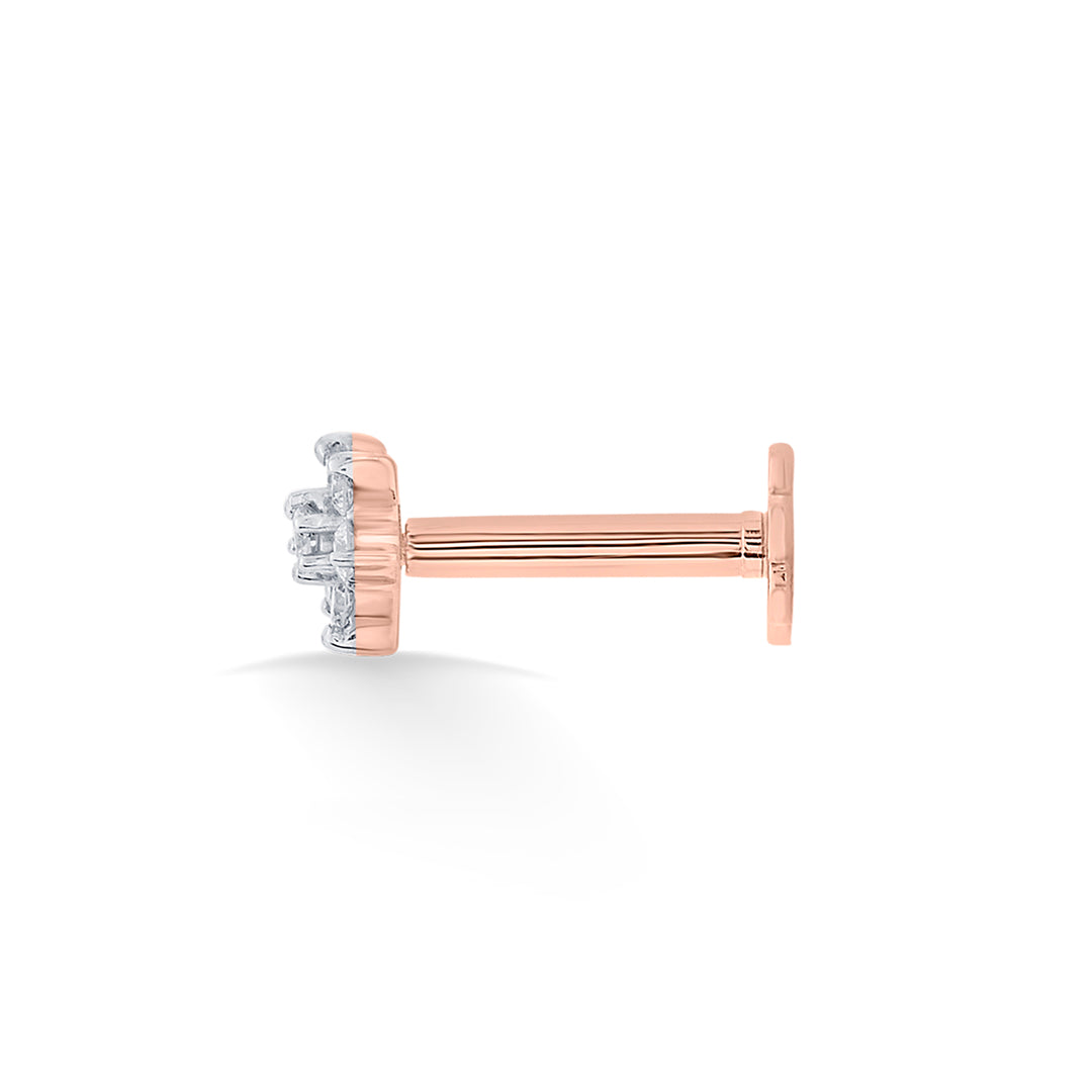 Crystal Bloom Diamond & Gold Nosepin Screw for Women