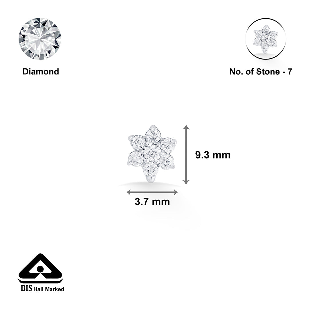 Crystal Bloom Diamond & Gold Nosepin Screw for Women