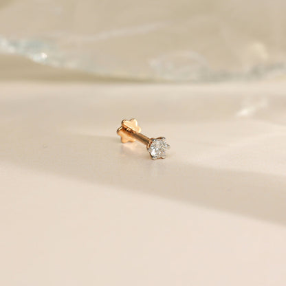 Pearl Glow Diamond & Gold Nosepin Screw for Women