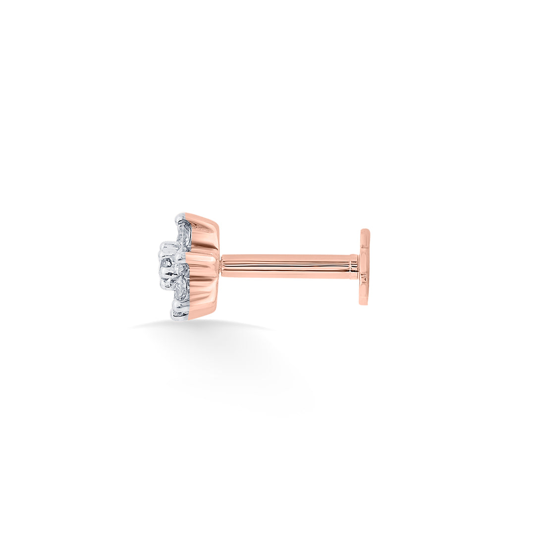 Floral Spark Diamond & Gold Nosepin Screw for Women