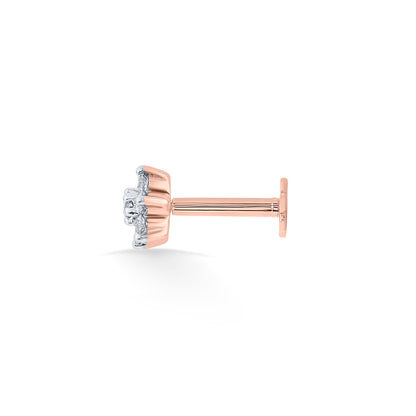 Floral Spark Diamond & Gold Nosepin Screw for Women