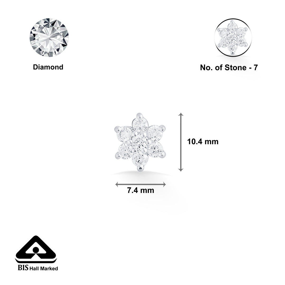 Floral Spark Diamond & Gold Nosepin Screw for Women
