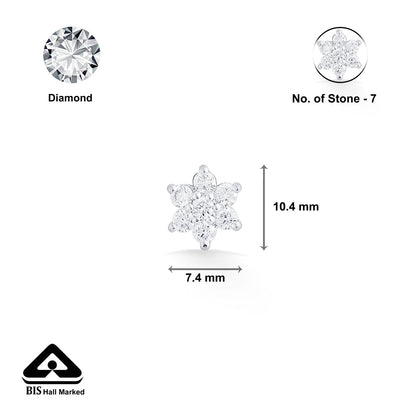 Floral Spark Diamond & Gold Nosepin Screw for Women
