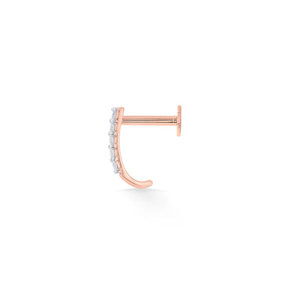 Gleam Line Diamond & Gold Nosepin Screw for Women