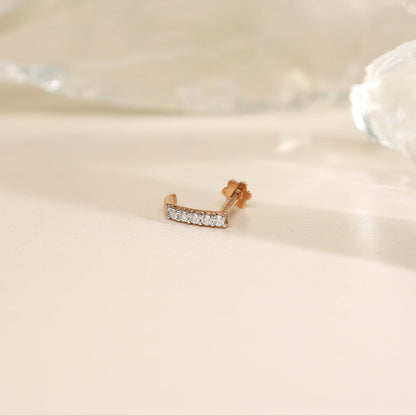 Gleam Line Diamond & Gold Nosepin Screw for Women